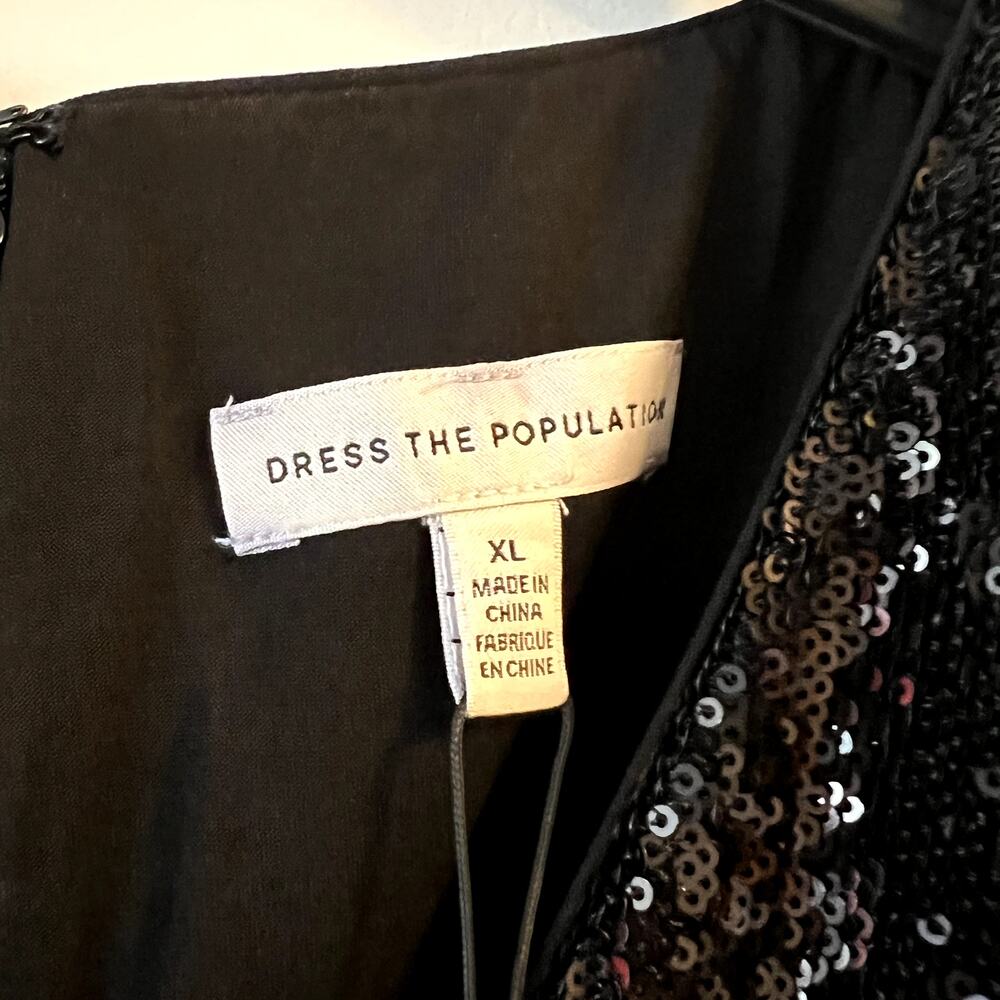 Dress The Population Jaleah Bodycon Sequin Midi Dress Black Size XL Short sleeve - Picture 6 of 14